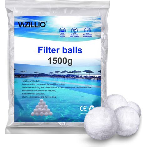 1500g Boules de Filtre de Piscine Équivalent à 55 kg de Filtre à Sable, Réutilisables de Balle Filtrante Piscine Convient à Divers Systèmes de Filtration de Piscine (1/5)