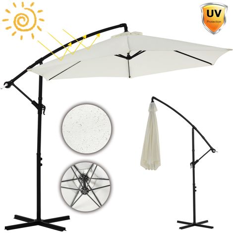 Sonnenschirm 350 cm Ampelschirm Beige Kurbelschirm Gartenschirm Marktschirm Strandschirm Terrassenschirm 3,5 m Meter Aufklappbar Sonnenschutz Garten (1/5)