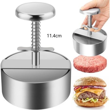Presse à Burger, 304 Acier Inoxydable Presse à Hamburger, Ajustable Steak Haché Presse à Burger, Facile à Utiliser, Antiadhésive Presse à Hamburger pour Réunion de Famille, Fête-10.1cm(11,4 cm) (1/5)