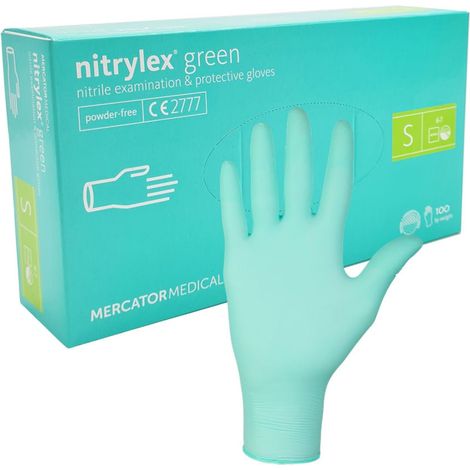 Guanti in nitrile Mercator Nitrylex Green taglia S, colore verde, 100 pezzi (1/5)