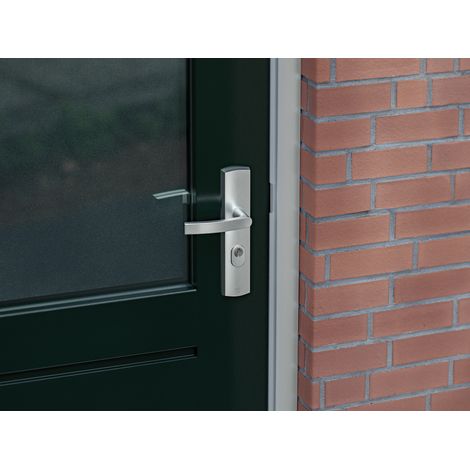 AXA Sicherheitstürbeschlag - Set - Curve Plus VH - Aluminium - Türgriff - mit Zylinderbohrung - PC55 - Türgriff mit Schutzschild (1/5)