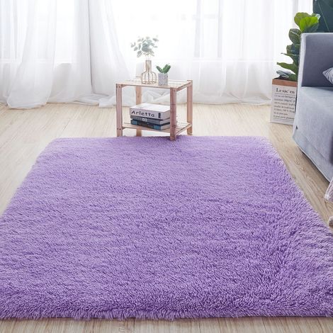 Tapis de chambre violet 2.62x3.94 pieds en fibre polyester, décoration de sol pour maison (1/2)