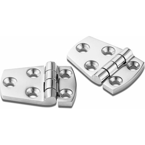 DEESSE SHOP - Support de quincaillerie charnière de porte en acier robuste bateau charnière armoire plate-forme charnière en acier inoxydable Marine Garage 2 pièces 38mm x 57mm (1/5)