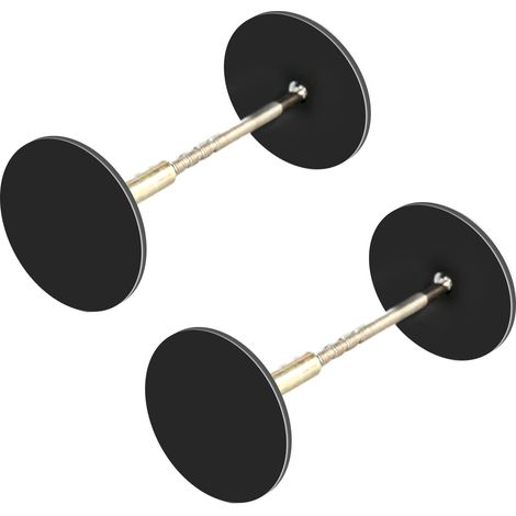 Lot de 2 cache-trous ronds pour poignée de porte - Plaque métallique - Pour réparation de trou de porte - (Noir) (1/5)