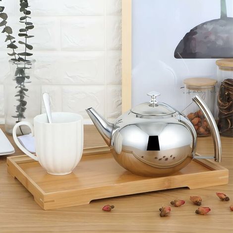 Bouilloire ThéIèRe en Inox, 2L ThéIèRe éPaissie en Acier Inoxydable Avec Tamisbouilloire et Flacon Avec Infuseur Amovible Pour Infusion de Fruits, Herbes et Divers ThéS(Argent) (1/4)