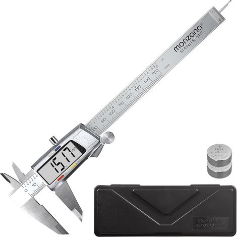 Pied à coulisse numérique acier inoxydable 150mm / 6“ écran LCD boîte incluse