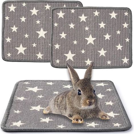 Kratzmatte für Kaninchen, Hamster und Katzen, 40 x 30 cm, aus natürlichem Sisal (Stern) (1/5)