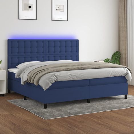 Boxspringbett mit Matratze & LED Blau 200x200 cm Stoff (1/5)