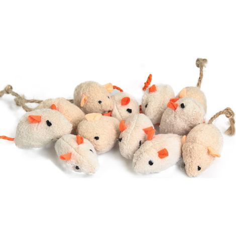Lot de 12 hochets en fourrure pour chat - Jouet couineur réaliste (varié) (1/5)