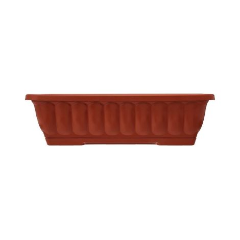 Bac à fleurs rectangulaire 40x10x16 – Réserve d'eau intégrée – Plastique durable pour balcon – Résistant aux UV et intempéries – Bronzo