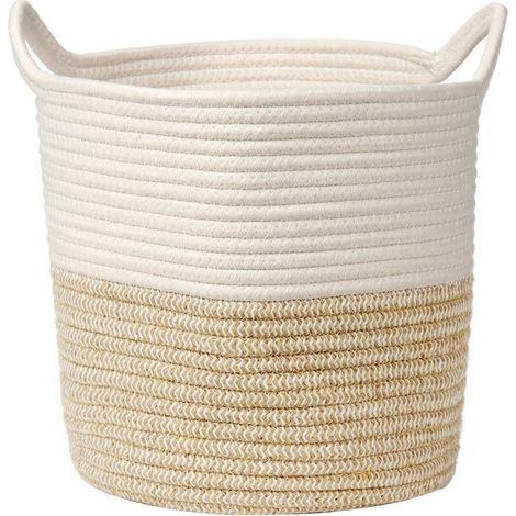 Wäschekorb Baumwolle Seil Aufbewahrung Bad Spielzeug 28x28CM Weizen (1/5)