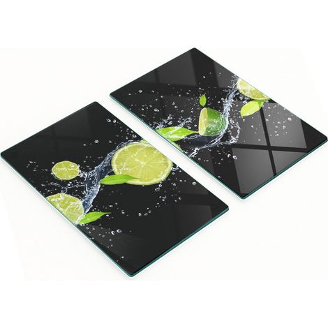 Taglieri da cucina in vetro con grafica a tema lime e acqua, 2x30x52 cm (1/5)