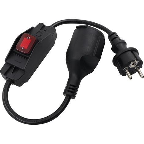 Extension Cable Switch 16 A 250 V Short Power Extension Cable 2 AC Socket Outdoor Indoor Use Home Office (1 m) (1/4)