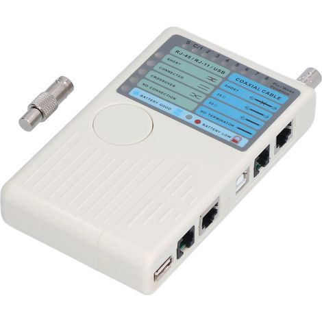 Testeur de câbles réseau multifonctionnel 4 en 1 pour câbles coaxiaux RJ45, BNC et RJ11, USB (1/5)