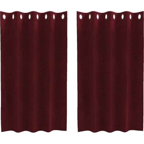 Rideaux 2 pcs Rouge bordeaux 140 x 140 cm Velours CFW41603 (1/3)