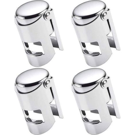 Caps of champagne, set of 4 caps of bottle of wine mousseux stainless steel sealed under empty (1/4)