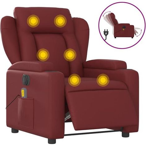 Fauteuil de massage électrique inclinable rouge bordeaux (1/5)