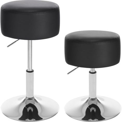 WOLTU Barhocker 2er Set, Schminkhocker Höhenverstellung, Barstühle rund, 360° Drehbar Bürohocker, gepolstert, Kunstleder, für Küchen Bar, Schwarz (1/3)