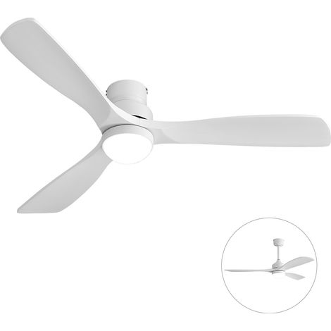 REDOM - Ventilador de techo con luz, mando a distancia, motor DC silencioso, LED con memoria, madera maciza blanca (1/5)