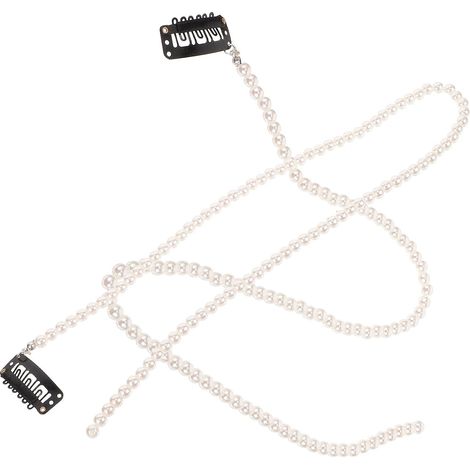 2 Pieces Beige Pearl Hair Chain, Jewelry for Women (1/5)