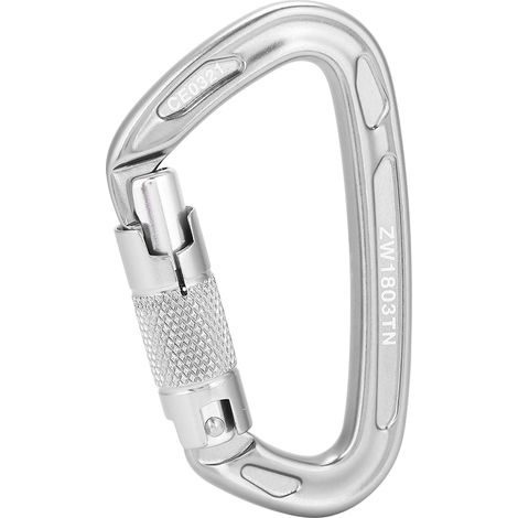 Mousqueton de sécurité à boucle en D 25 kN pour l'escalade et le sauvetage en extérieur (gris)