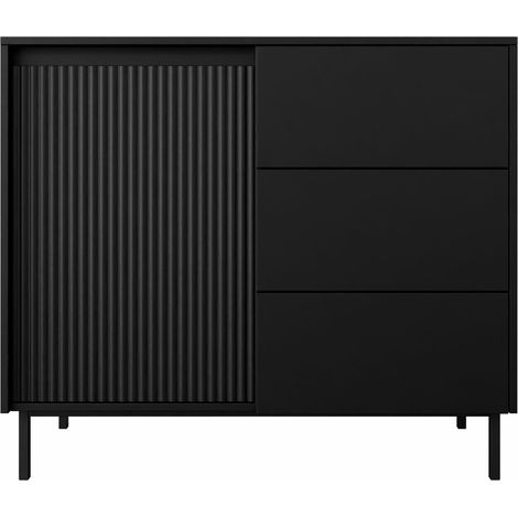 Cómoda Comfivo Delruva, Negro, Con cajones y puertas, Número de cajones: 0, 90x103x50cm