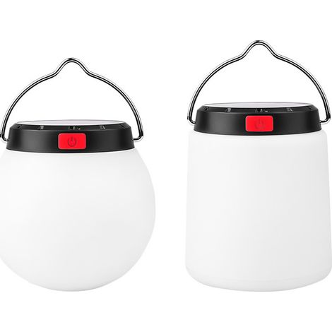 Nouvelle lampe de camping solaire compacte et légère à LED jaune chaud, pouvant être suspendue ou posée. (1/5)