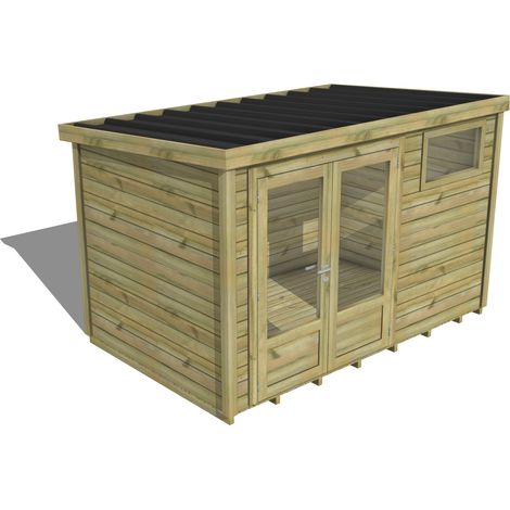 ABRI DE JARDIN bois traité 27mm, Essentiel, 3,4x2,1m, 7m2, Plancher (1/3)