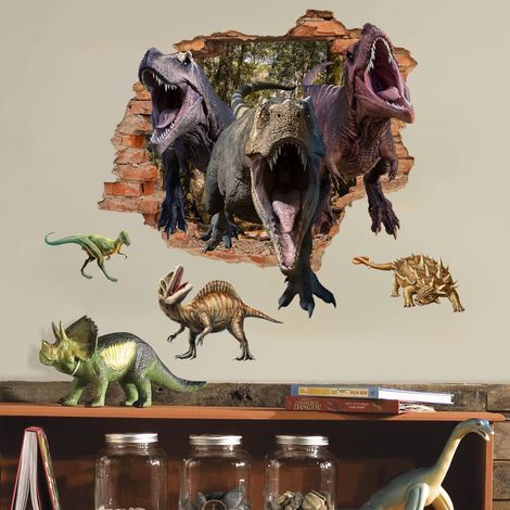 Stickers Muraux Dinosaure 3D Jungle Enfant Autocollant Mural Dinosaure Enfant 3D Garçon Décoration Murale Garçon Chambre Enfants Bébé Pépinière (1/5)