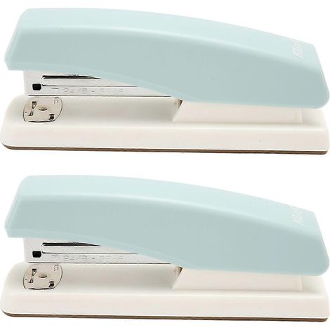 Lot de 2 agrafeuses de bureau antidérapantes, portables, stables et ergonomiques, idéales pour l'école et les étudiants (bleu). (1/4)