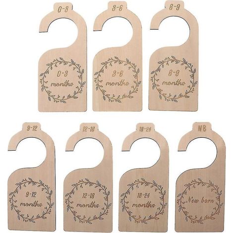 7-teiliges Set mit Größentrennern für Babykleiderschränke, Babykleiderschrank-Organizer aus Holz, von Geburt an bis 24 Monate, für Babykleidung zu Hause - 1 (1/5)