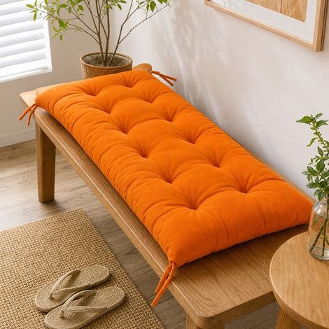 Coussin de Banc 100 x 50 x 8 cm Polyester Orange - Coussin de Chaise Long pour Canape Jardin (1/5)