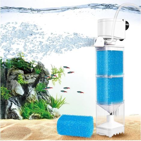4-in-1-Aquariumpumpe mit mehrschichtiger Filtration, Sauerstoffanreicherung und einstellbarem Wellengenerator, Trennschicht gegen Verunreinigungen für 80-250 Liter (1/5)