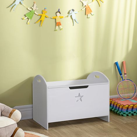 Coffre malle de rangement coffre à jouets dim. 62L x 40l x 46H cm MDF blanc (1/5)