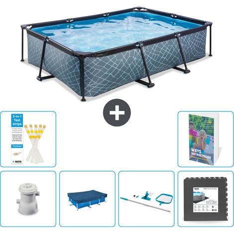 Exit Pool Rechteckig - Steinoptik - 300x200x65 cm - 7-teilig S337