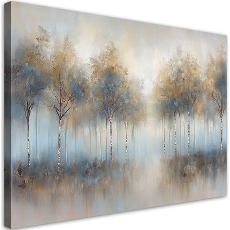 Quadro su tela, Alberi Foresta in un paesaggio nebbioso - 100x70 (1/3)