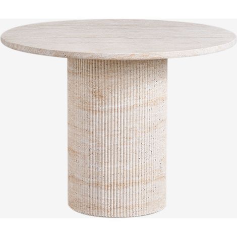 Tavolo da pranzo rotondo Ø100 cm in cemento effetto travertino Velia SKLUM (1/5)