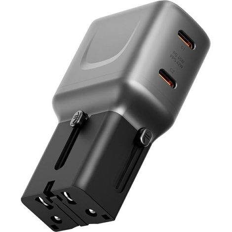 Adattatore Energea TravelGo 45 2xUSB-C 45W caricabatterie da parete nero grafite (1/5)