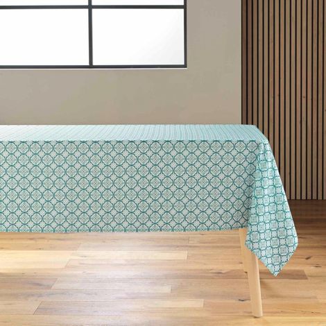 Nappe Antitache Imprimé "Costaria" 145x240cm Sauge (1/2)