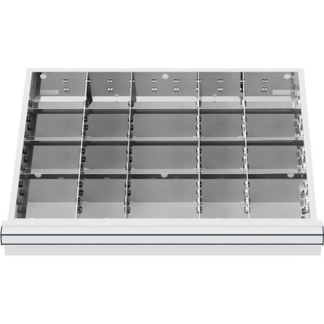 Compartimentage de tiroir STIER, séparations en métal, BLH 100/125 mm, dimensions intérieures 600x450 mm, 20 casiers (1/5)
