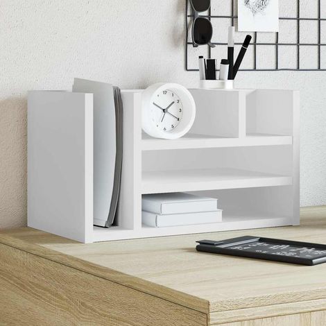 vidaXL Organizer da Scrivania Bianco 44,5x24x25 cm Legno Multistrato