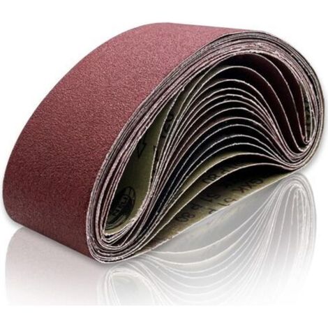 Bande abrasive, 915100, 5 grains : 80/120/150/240/400, convient aux ponceuses à bande stationnaires, aux ponceuses à bande et aux ponceuses à disque (15 pièces) (1/5)