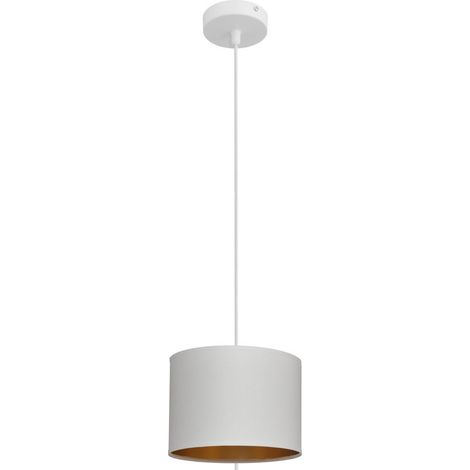 Helam ALBA Plafonnier Suspension Cylindrique Blanc, Or 20cm