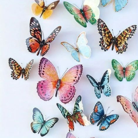 36 3D Schmetterlings-Wanddeko – Bunte PVC-Wanddekorationen, perfekt für Partys, Hochzeiten und Fotoshootings.
