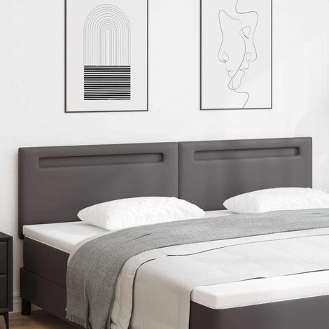 Tête de lit avec des lumières à LED Gris 200 cm PVC vidaXL (1/5)