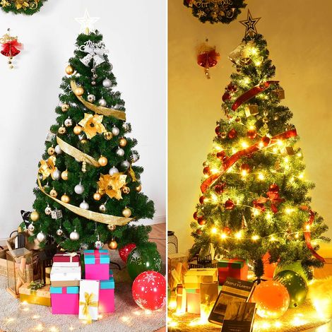 Costway Sapin de Noël Artificiel 180 CM Matériau PVC avec Pied en Métal Excellente Stabilité Peu Encombrant, 650 branches, Vert (1/5)