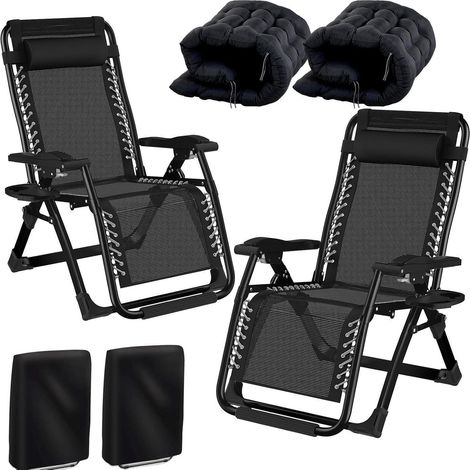 Fiutazge 2Pcs Sonnenliege Klappbar Gartenliege XXL Polsterung RüCkenlehne (1/5)