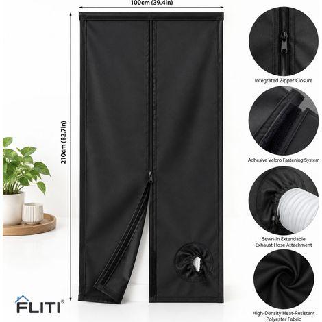 Joint de porte climatiseur mobile 100x210cm kit isolation thermique étanche avec fermeture éclair anti-air chaud durable1pcs (1/5)