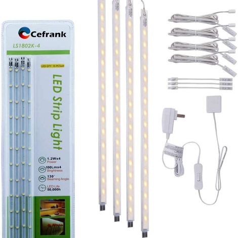 Éclairage sous meuble à LED 40 cm, Blanc Chaud, Lot de 4 - Illuminez votre espace avec élégance et fonctionnalité (1/5)