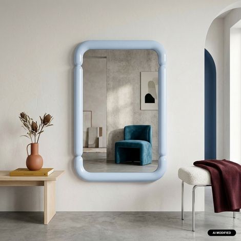 sweeek - Miroir rectangulaire décor bois 106cm bleu clair - Volt